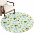 thumbnail image 1 of Washable Round Rugs 5ft Summer Lemon Circle Rug Non-Slip Soft Non-Shedding Low-Profile Pastoral Leaves Fruits Country Plants Green Large Area Rug Carpet for Living Room Bedroom Dining Room Home Decor, 1 of 8