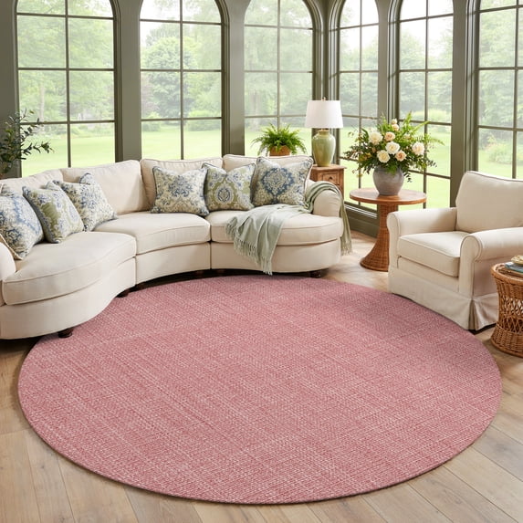 Washable Round Rugs 6 Ft, Vintage Peach Pink Soft Circle Area Rugs for ...