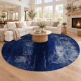 Washable Round Rugs 7 Ft, Navy Blue Large Circle Area Rug Non-Slip ...