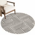 thumbnail image 1 of Washable Round Rugs 8ft Black Boho Circle Rug Non-Slip Soft Non-Shedding Low-Profile Abstract Geometric Curves Lines Modern Large Area Rug Carpet for Living Room Bedroom Dining Room Home Decor, 1 of 8