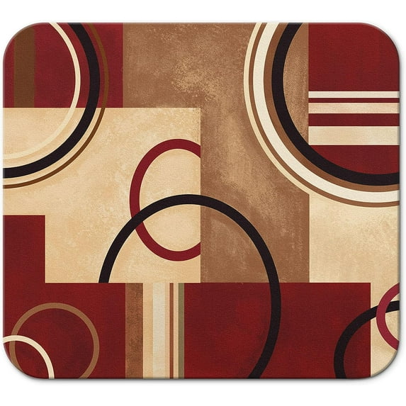 Washable Rubber Abstract Arcs and Shapes Red Dish Drying Mats for Kitchen Counter Home Large Coffee Bar Pad Accessories and Decor for Utensils Stemware 16''''x18''''