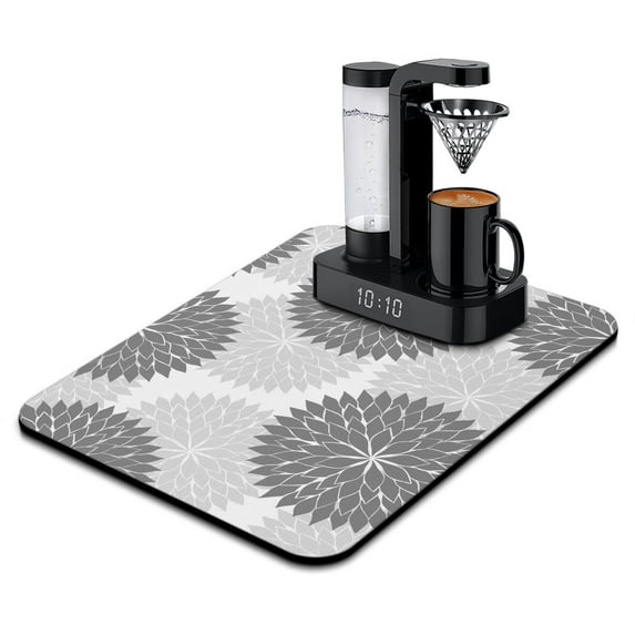 Washable Rubber Boho Style Dish Drying Mats Absorbent Quick Drying Dish Mat Machine for Kitchen Drying Mat, Coffee Maker Mat 16''x18''