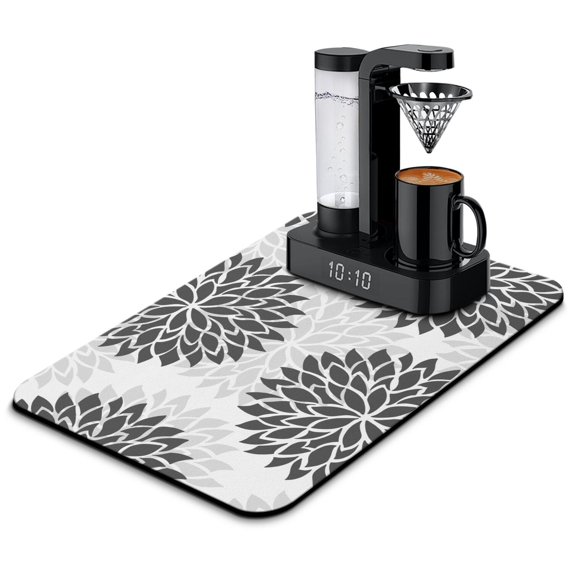 Washable Rubber Boho Style Vintage Dish Drying Mats for Kitchen Counter Home Large Coffee Bar Pad Accessories and Decor for Utensils Stemware 23.5''x15.5''