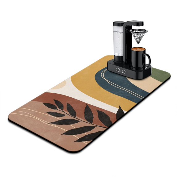 Washable Rubber Boho Style Vintage Floral Dish Drying Mats for Kitchen Counter Home Large Coffee Bar Pad Accessories and Decor for Utensils Stemware 17''x31.5''