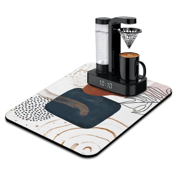 Washable Rubber Boho Style Vintage Floral Dish Drying Mats for Kitchen Counter Home Large Coffee Bar Pad Accessories and Decor for Utensils Stemware 18''x24''