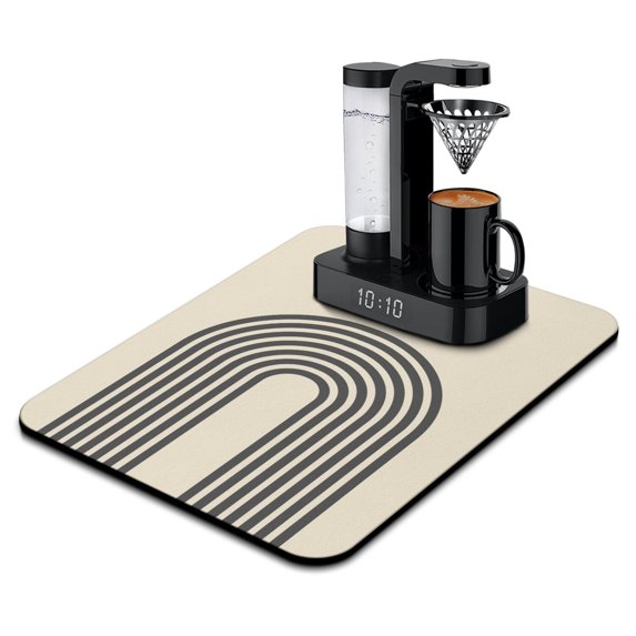 Washable Rubber Boho Style Vintage Floral Dish Drying Mats for Kitchen Counter Home Large Coffee Bar Pad Accessories and Decor for Utensils Stemware 18''x24''