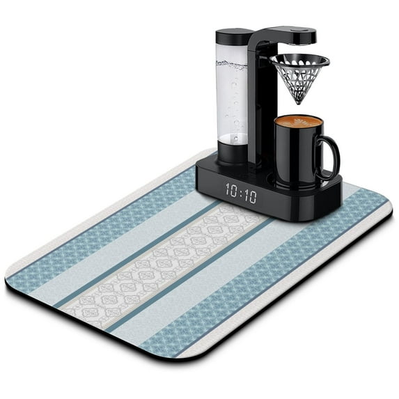 Washable Rubber Botanical Leaves Vintage Floral Dish Drying Mats for Kitchen Counter Home Large Coffee Bar Pad Accessories and Decor for Utensils Stemware 19.5''x12''