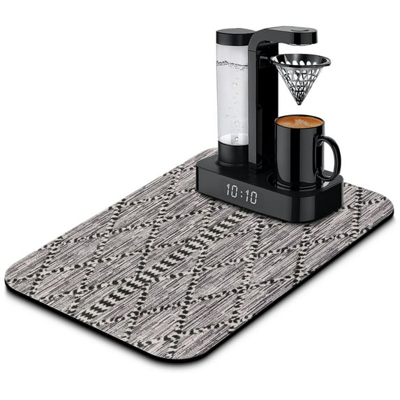 Washable Rubber Botanical Leaves Vintage Floral Dish Drying Mats for Kitchen Counter Home Large Coffee Bar Pad Accessories and Decor for Utensils Stemware 19.5''x12''