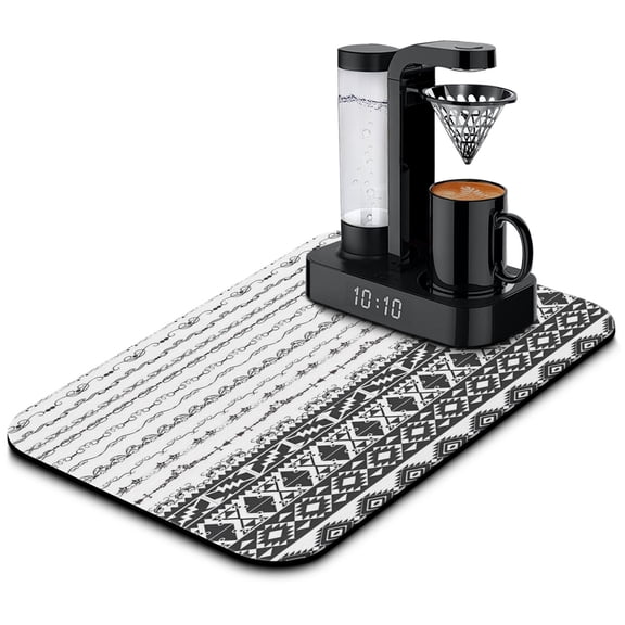 Washable Rubber Botanical Leaves Vintage Floral Dish Drying Mats for Kitchen Counter Home Large Coffee Bar Pad Accessories and Decor for Utensils Stemware 19.5''x12''