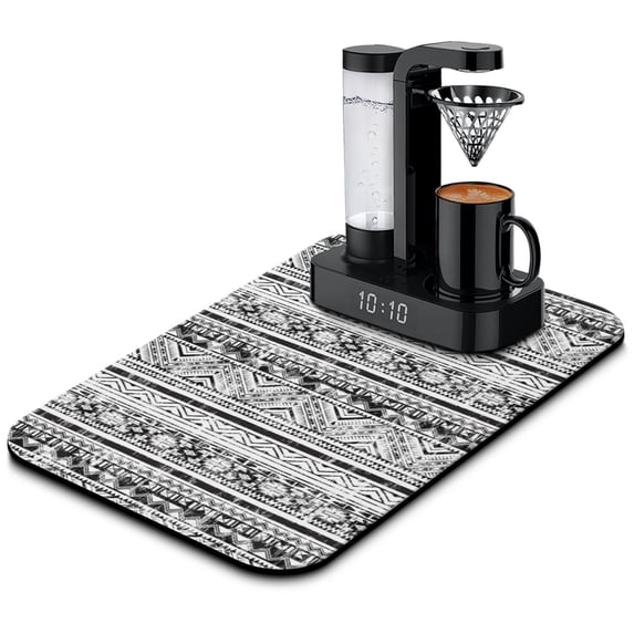 Washable Rubber Botanical Leaves Vintage Floral Dish Drying Mats for Kitchen Counter Home Large Coffee Bar Pad Accessories and Decor for Utensils Stemware 19.5''x12''