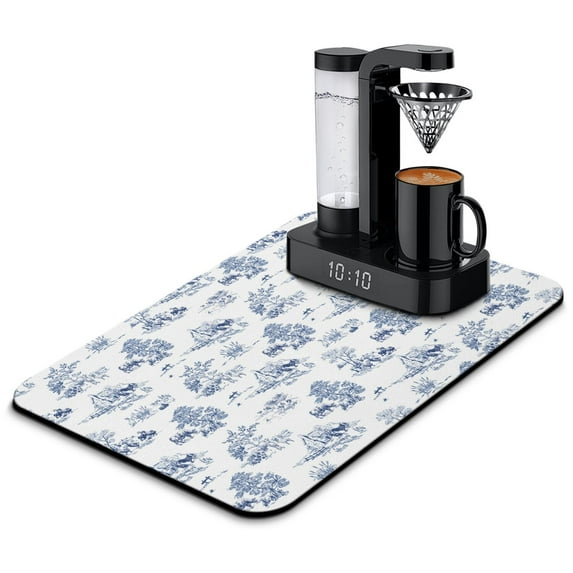 Washable Rubber Farmhouse Vintage Dish Drying Mats for Kitchen Counter Home Large Coffee Bar Pad Accessories and Decor for Utensils Stemware 23.5''x15.5''