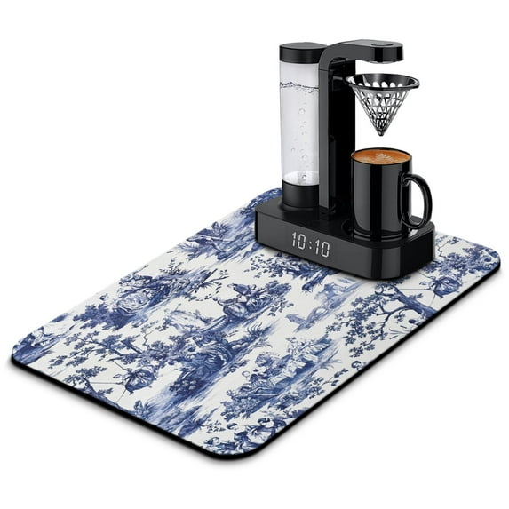 Washable Rubber Farmhouse Vintage Dish Drying Mats for Kitchen Counter Home Large Coffee Bar Pad Accessories and Decor for Utensils Stemware 23.5''x15.5''