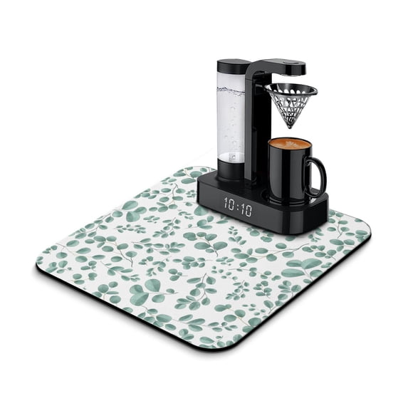Washable Rubber Multicolored Floral Dish Drying Mats for Kitchen Counter Home Large Coffee Bar Pad Accessories and Decor for Utensils Stemware 16''x18''