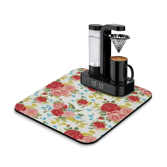 Washable Rubber Pioneer Dish Drying Mats For Kitchen Counter Home Large Coffee Bar Pad Accessories And Decor For Utensils Stemware 16''x18''