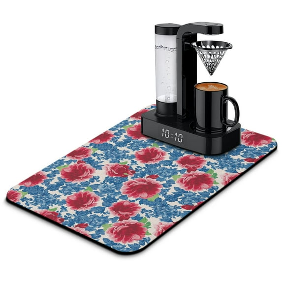 Washable Rubber Pioneer Dish Drying Mats For Kitchen Counter Home Large Coffee Bar Pad Accessories And Decor For Utensils Stemware (23.5''x15.5'')