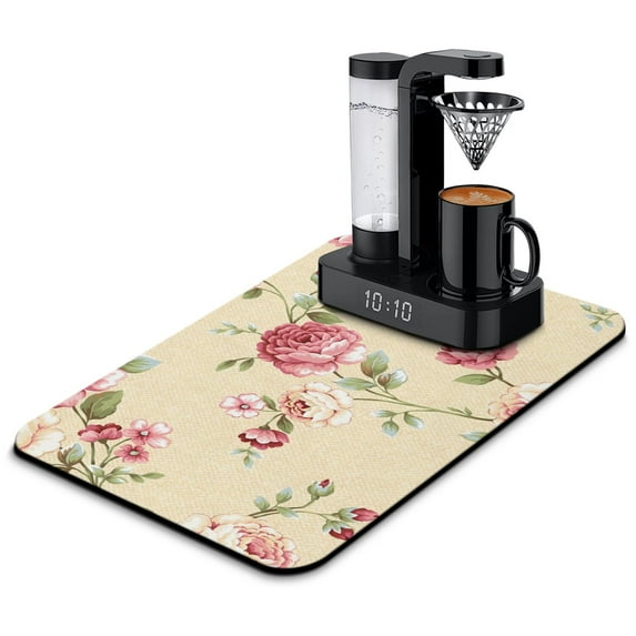 Washable Rubber Pioneer Dish Drying Mats for Kitchen Counter Home Large Coffee Bar Pad Accessories and Decor for Utensils Stemware 23.5''x15.5''