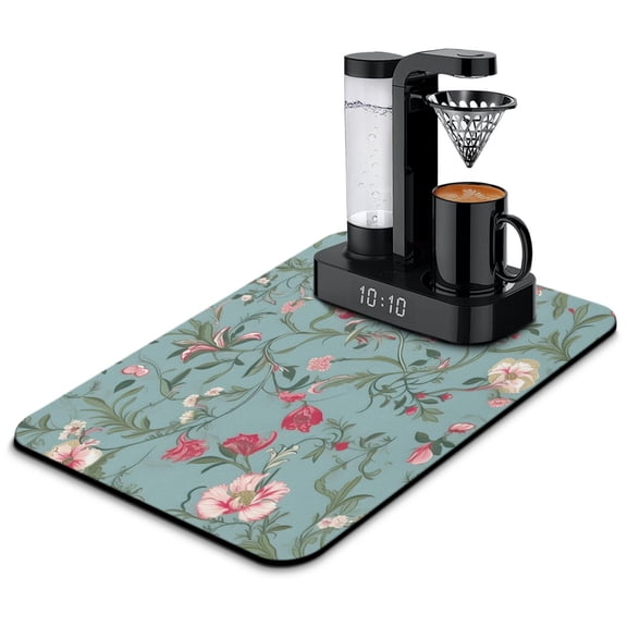 Washable Rubber Pioneer Dish Drying Mats for Kitchen Counter Home Large Coffee Bar Pad Accessories and Decor for Utensils Stemware 23.5''x15.5''