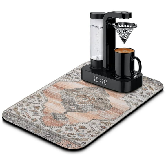 Washable Rubber Traditional Multicolor Dish Drying Mats for Kitchen Counter Home Large Coffee Bar Pad Accessories and Decor for Utensils Stemware 16''x18''