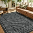 thumbnail image 1 of Washable Rug 10x13 Area Rug for Bedroom Farmhouse Geometric Living Room Rug Non Slip Large Area Rug Low Pile Throw Rugs Stain Resistant Carpet for Classroom Dining Room Black 10'x13', 1 of 8