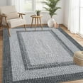 thumbnail image 1 of Washable Rug 5x7 Boho Accent Rug Modern Geometric Floor Carpet Indoor Throw Floor Cover Braided Print Non Slip Farmhouse Area Rug Rustic Bohemian Carpet for Living Room Bedroom, Grey, 1 of 9