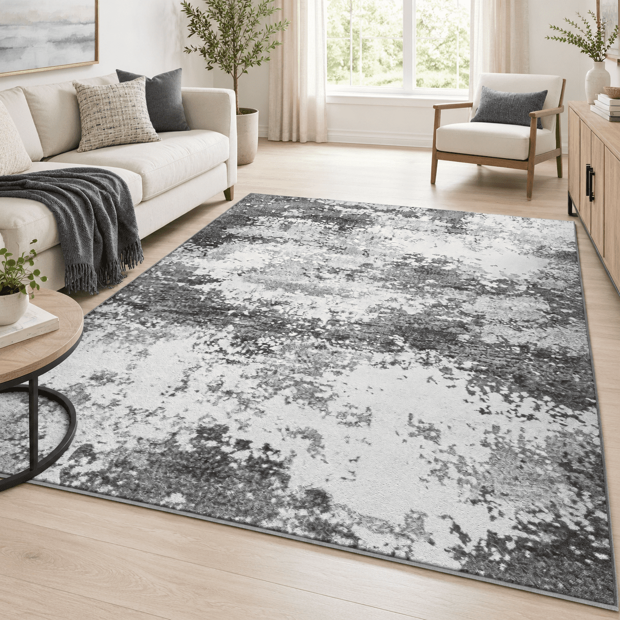 Washable Rug 6x9 Area Rugs For Living Room Bedroom Carpet Grey Indoor ...