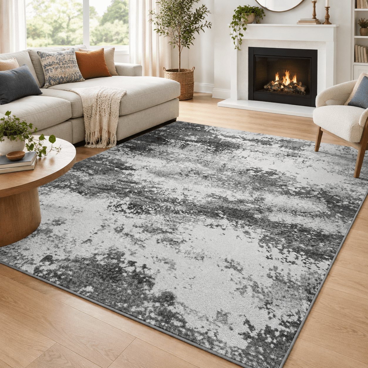 Washable Rug 8x10 Area Rugs For Living Room Bedroom Carpet Grey Indoor ...