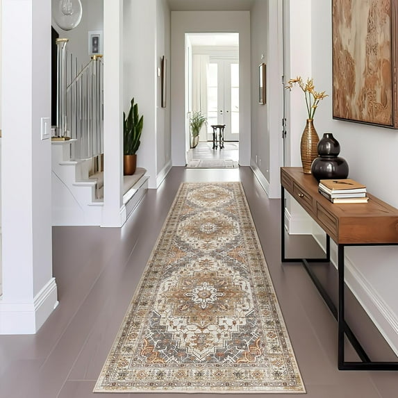 Washable Rug 8x10 Area Rugs for Living Room, Ultra-Thin Non-Slip Backing Rug, Stain Resistant Vintage Large Area Rug for Bedroom (Blue, 8'x10')