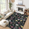 thumbnail image 1 of Washable Rug 9x12 Living Room Rug Floral Print Large Area Rugs Non Slip Low Pile Bedroom Rugs Soft Non-Shedding Throw Carpet Modern Accent Floor Cover for Dining Room Home Office Nursery Black, 1 of 7