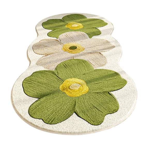 Washable Rug for Bedroom, 16" x 47" Floral Area Rug for Living Room, Non-Slip Entryway Throw Mat, Low Pile Botanical Area Rug Floor Carpet for Bedside
