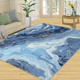 thumbnail image 1 of Washable Rug, Blue Gold Marble Rugs For Living Room, Vintage Fluid Art Large Area Rug, Soft Noise Reduction Rug Non-Slip Rug For Bedroom Office Study Floor Rug 2x3ft, 1 of 6