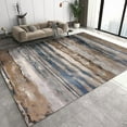 thumbnail image 1 of Washable Rug, Brown Blue Striped Abstract Machine Washable Area Rugs For Living Room, Distressed Vintage Wood Grain Modern Carpet For Bedroom Dining Room Kitchen Brown Rug 5' x 8', 1 of 6