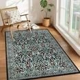 thumbnail image 1 of Washable Rug for Living Room, 9x12 Large Area Rug for Dining Room Under Table, Bedroom, Floral Soft Low Pile Non Slip Stain Resistant Carpet for Nursery, Playroom, Office, Black, 1 of 6