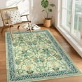thumbnail image 1 of Washable Rug for Living Room, 9x12 Large Area Rug for Dining Room Under Table, Bedroom, Floral Soft Low Pile Non Slip Stain Resistant Carpet for Nursery, Playroom, Office, Green, 1 of 7