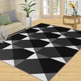 thumbnail image 1 of Washable Rug For Living Room, Black Grey Geometry Rug, Modern Minimalism Rug For Bedroom Soft Low-Pile Rug Non-Slip Rug High Traffic Rug For Study Office Floor Rug 1x2ft, 1 of 6