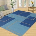 thumbnail image 1 of Washable Rug For Living Room, Blue Abstract Geometric Rug, Modern Minimalism Rug For Bedroom Soft Low-Pile Rug Non-Slip Rug High Traffic Rug For Study Office Rug 4x6ft, 1 of 6