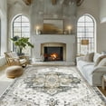 thumbnail image 1 of Washable Rug Living Room Rugs: 6x9 Area Rug Large Soft Boho Vintage Medallion Carpets Indoor Floor Anti Slip Non-Shedding Thin Carpet for Bedroom Dining Room Farmhouse Nursery Home Office-Black/White, 1 of 16