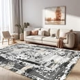 thumbnail image 1 of Washable Rug Modern Area Rug Low Pile Bedroom Rug, Thin Living Room Rug With Non Slip Backing No Shedding Area Rug Lightweight Abstract Machine Washble Rug For Home, Dark Gray, 1 of 7