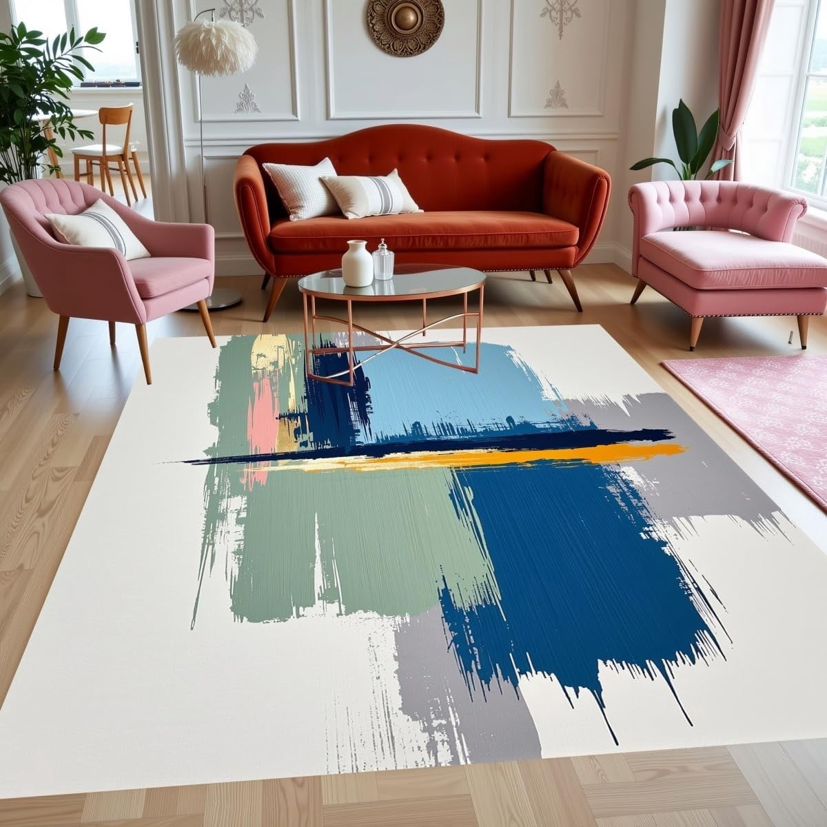 Artistic Rug Texture Washable Rug Sage Green Blue Gray Abstract Texture Modern Area Rugs for ...