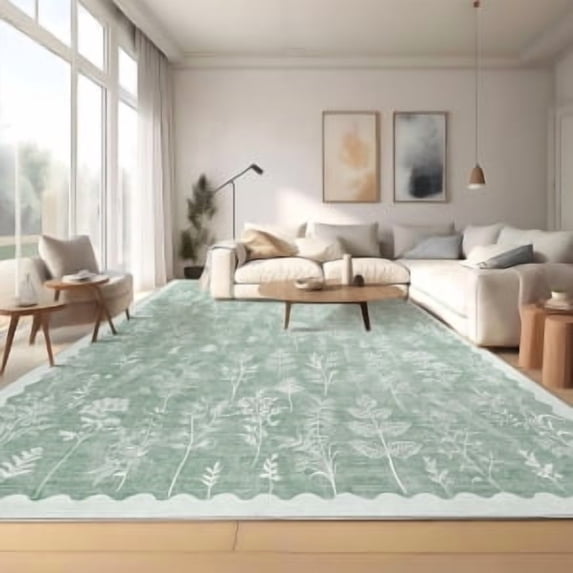 Washable Rug Stain-Resistant Colorful Floral Rug for Living Room Foldable Ultra Soft Thin Floor Mat Indoor Low Pile Non Slip Carpet for Nursery Kids Bedroom Play Room