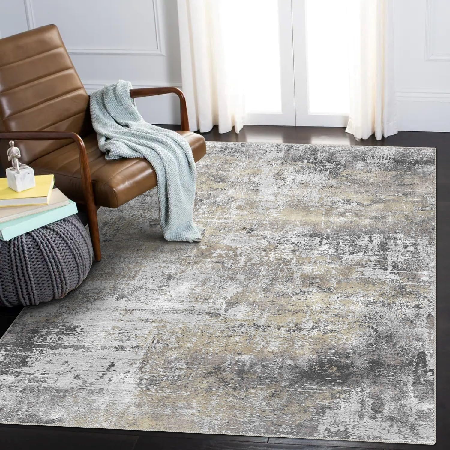 Small Neutral Rug Washable Rug, Ultra Thin 5x7 Area Rugs - Non-Slip Carpet - Small ...