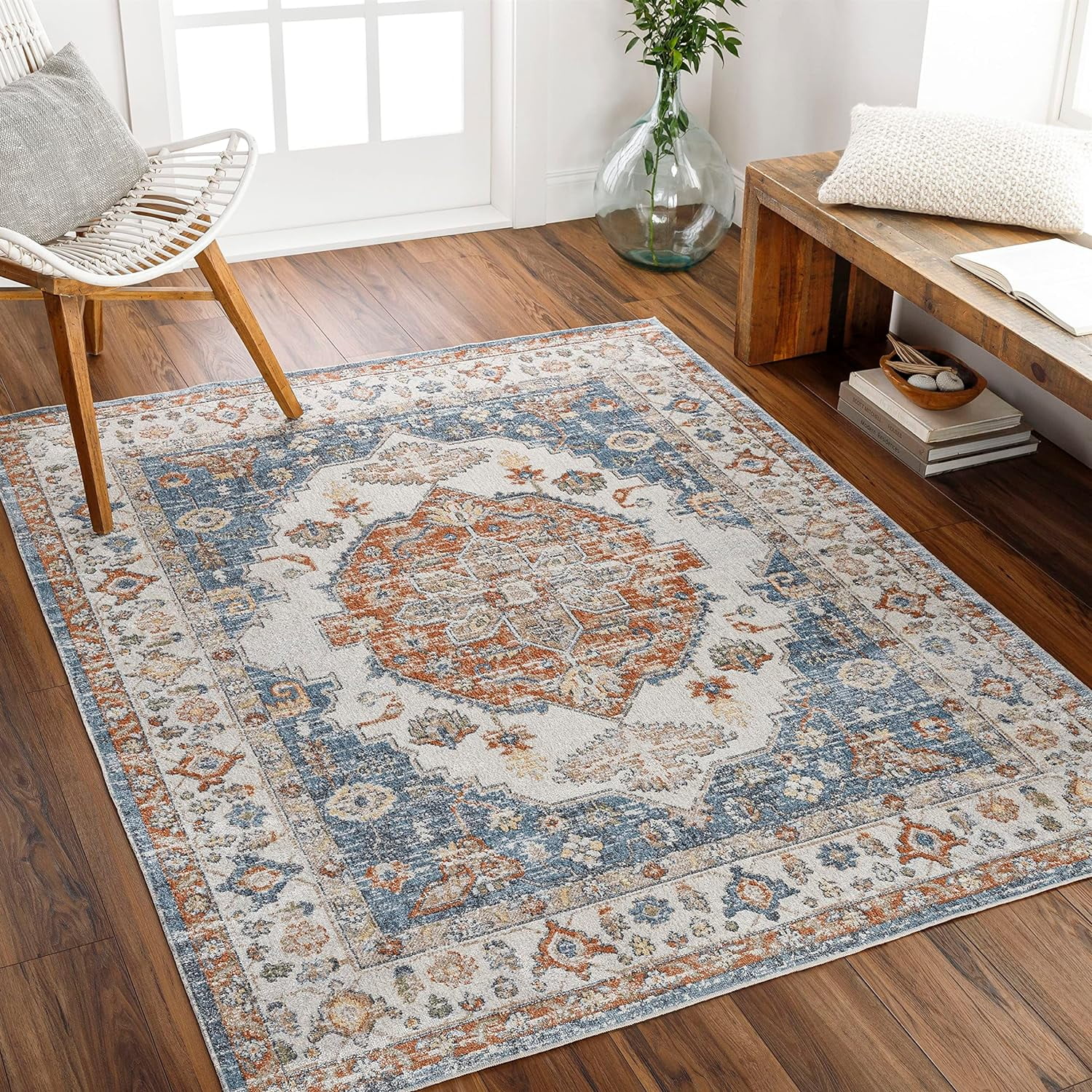 Washable Rugs, 6X9 Eubank Traditional Burnt Orange Area Rug, Orange ...