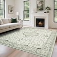 thumbnail image 1 of Washable Rugs 8x10 Area Rugs for Living Room,Modern Abstract Rugs for Bedroom,Large Carpets,Ultra Soft Faux Wool Retro Dining Room Rug,Non Slip&Non-Shedding Low Pile Print Rug- Green-white, 1 of 7