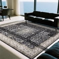 thumbnail image 1 of Washable Rugs 8x10 Area Rugs for Living Room,Modern Abstract Rugs for Bedroom,Large Carpets,Ultra Soft Faux Wool Retro Dining Room Rug,Non Slip&Non-Shedding Low Pile Print Rug- Black-navy-gold-beige, 1 of 7