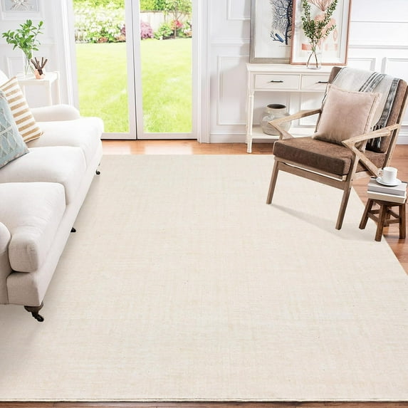 Washable Rugs 8x10 Solid Textured Living Room Rugs, Large Modern Accent Carpet Stain-Resistant Contemporary Distressed Carpet, Soft Low Pile Carpet for Bedroom, Farmhouse, Office, Beige