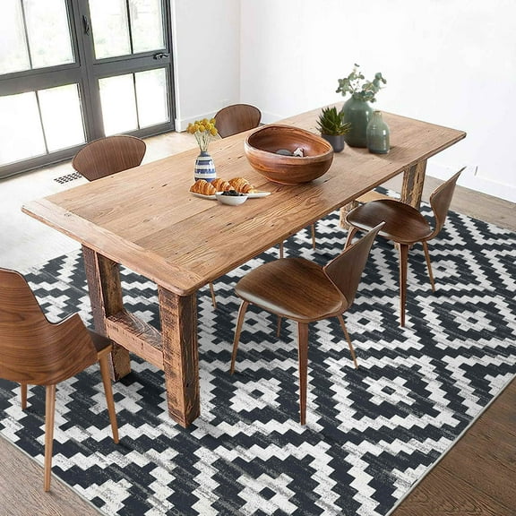 Washable Rugs for Living Room Bedroom Office Nursery 2ft*6ft/4ft*6ft/5ft*7ft/8ft*10ft/9ft*12ft Area Rug for Entryway Moroc-can Geometric Trellis Area Rug Modern Distressed Rug Low Pile Neutral Soft Ca