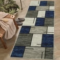 thumbnail image 1 of Washable Rugs, Modern Geometric Runner Rug Throw Rugs Distressed Area Rug for Bedroom, Non Slip Boxes Rug for Living Room, Block Pattern Office Rug Neutral Farmhouse Floor Cover, 1 of 9