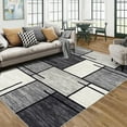 thumbnail image 1 of Washable Rugs, Modern Geometric Runner Rug Throw Rugs Distressed Area Rug for Bedroom, Non Slip Boxes Rug for Living Room, Block Pattern Office Rug Neutral Farmhouse Floor Cover, 1 of 9