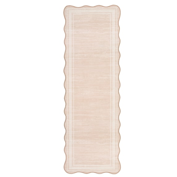 Washable Rugs for Living Room, Non Slip Modern Scalloped Rugs, Low Pile Soft Stain Resistant Rug Non Shedding Modern Print Floor Mats for Home Decor