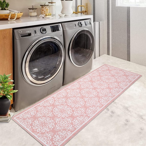 Washable Runner & Area Rug – Modern Floral Low Pile Non-Slip Indoor Carpet for Entryway, Kitchen, Living Room, Bedroom, Playroom