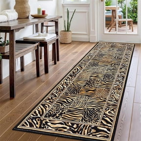 Washable Runner Rug 2×6ft/2×8ft/5×7ft/8×10ft/9×12ft,Leopard Patchwork Print Hallway Rug Runner Long Entryway Rugs, Soft Low Pile Non-Slip Kitchen Carpet Runners for Bedroom Laundry Room